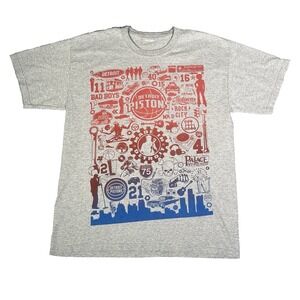 Detroit Pistons Shirt Mens T-Shirt Size Small All Over Print Bad Boys Palace Y2k